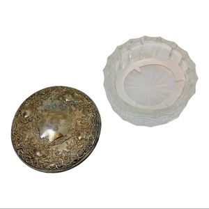 Vintage powder silver glass container